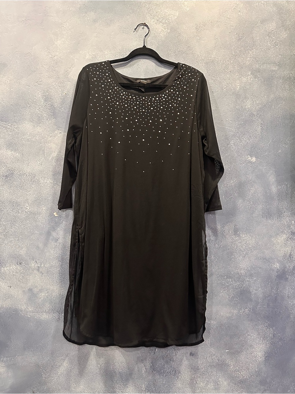 Alfani Black Long-Sleeve Studded Shift Dress